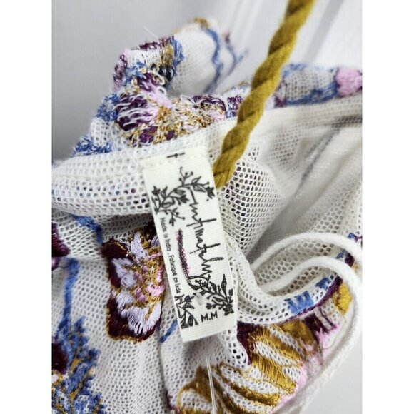 FREE PEOPLE PLUM COMBO "DAY DATE" EMBROIDRED FLORAL PRINT BODYSUIT Sz Medium - Picture 4 of 6